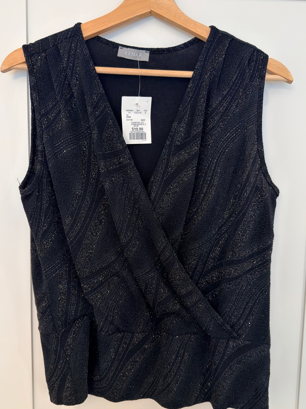 NEW Kenar Black Shimmer Sleeveless Top – Size L